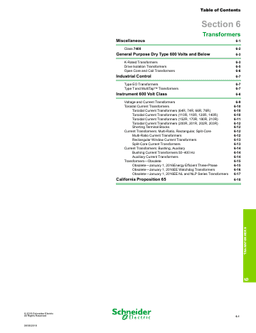 Square D transformer catalog first page preview